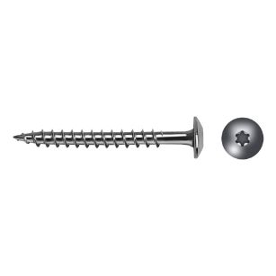 Tornillo inox A2 cabeza botón BTW con rosca para madera y acabado resistente