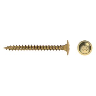 Tornillo rosca madera cabeza ancha CM con acabado latonado y ranura cruz