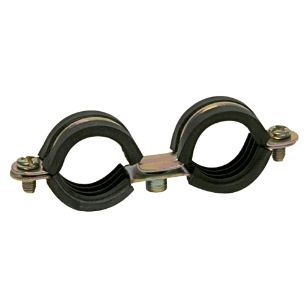 Abrazadera isofónica doble M6 LID – Fijación resistente y aislamiento acústico para dos tubos