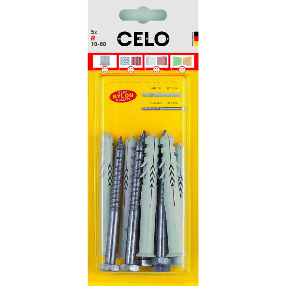 Pack de tacos premarco con tornillo hexagonal para fijaciones en materiales macizos