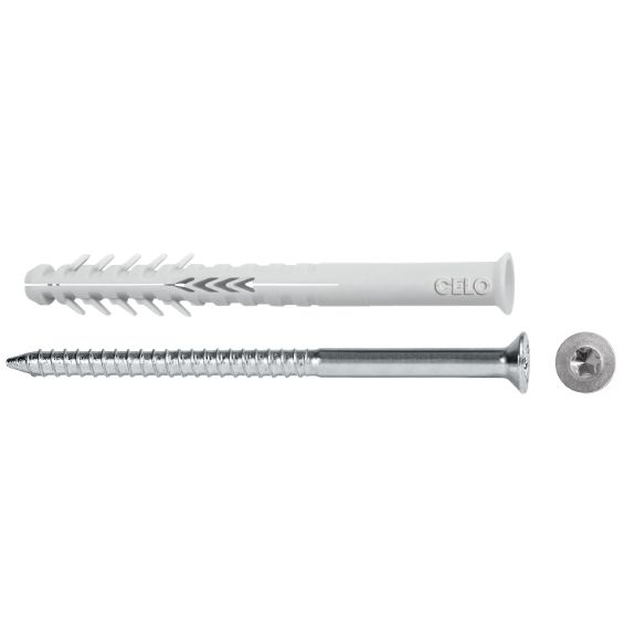 Taco largo para mampostería HBR TX con tornillo y cabeza Torx para fijación resistente