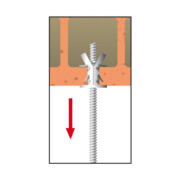 Expansión del taco de plástico cono expansor DNBS al accionar el tornillo