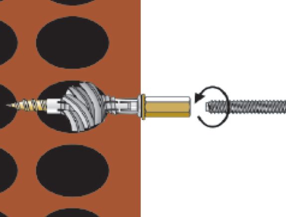 Instalación del tornillo tirafondo TF en ladrillo hueco
