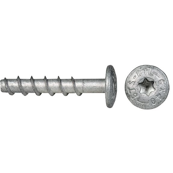 Tornillo BTS-6 Ø6 para hormigón con cabeza alomada ancha galvanizada