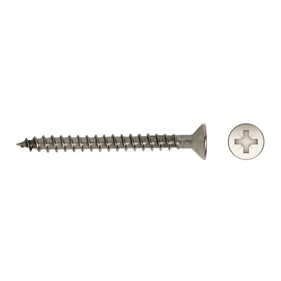 Tornillo inoxidable A2 DIN 7505A con rosca para madera y cabeza avellanada