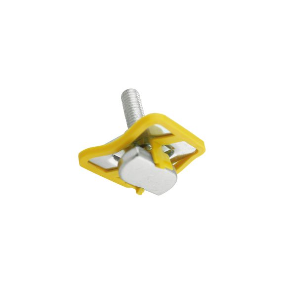 Vista inferior del espárrago para perfil EPR con base metálica y protector amarillo