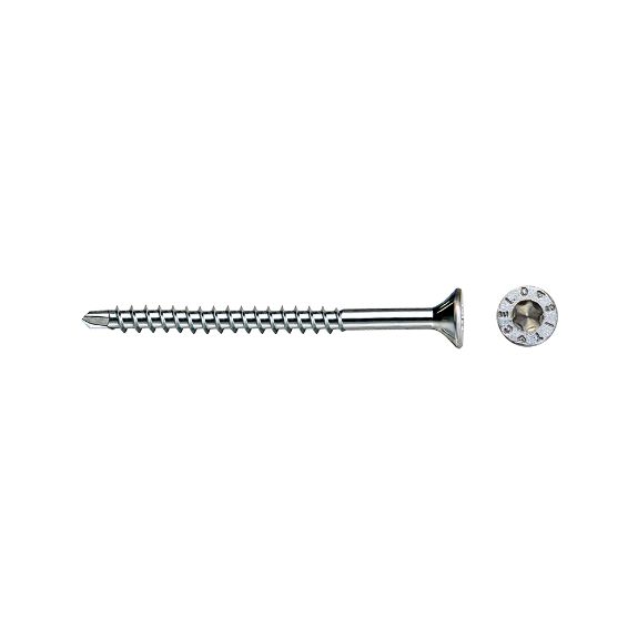 Tornillo punta broca para madera MDF con cabeza avellanada y rosca especial