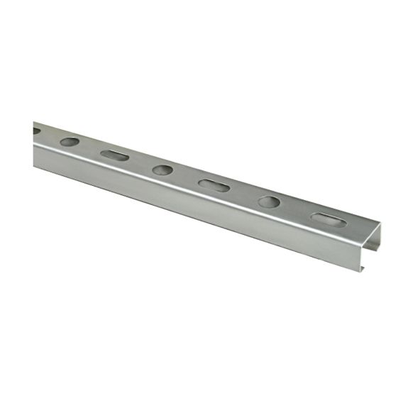 Perfil estructural 38x40 mm con orificios para fijaciones múltiples en instalaciones técnicas