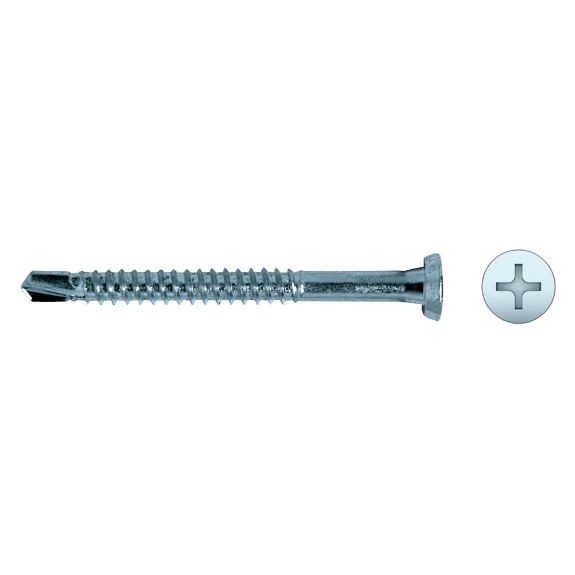 Tornillo punta broca PV72 para montantes con cabeza plana y acabado zincado