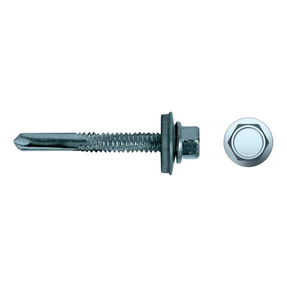 Tornillo punta broca larga con arandela EPDM 7331 para fijación metálica