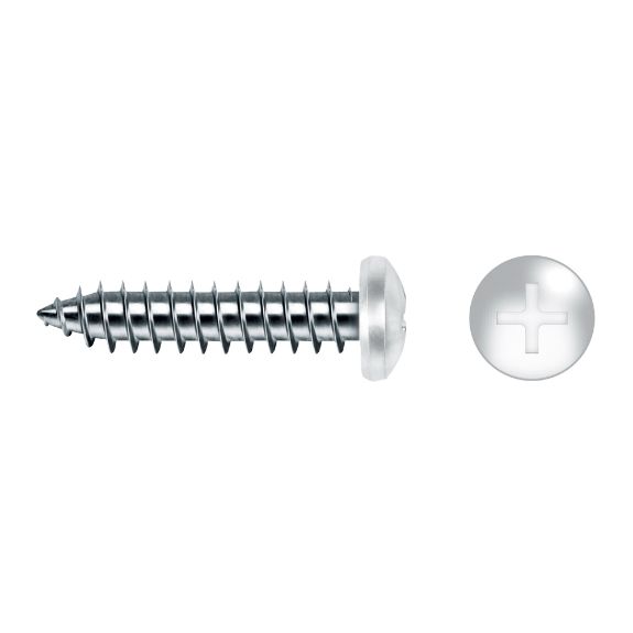 Tornillo rosca chapa DIN 7981 con cabeza alomada PH lacado en blanco