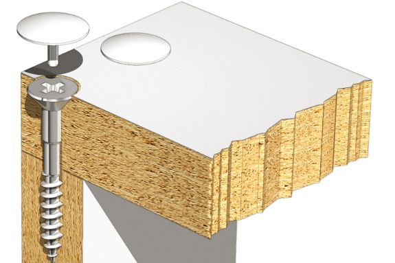 Aplicación del tornillo para tapón pincho NICE en tablero aglomerado