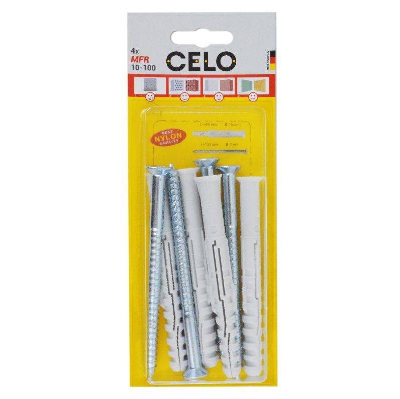 Taco multifuncional de premarco MFR SB TX pack de 4 unidades con tornillos para fijación en marcos y estructuras