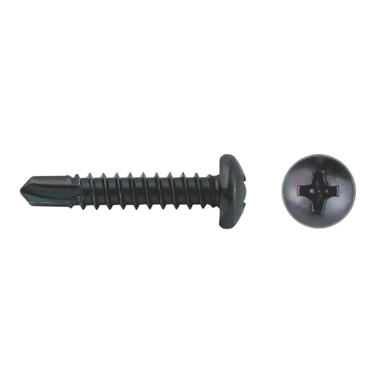 Tornillo punta broca DIN 7504N con cabeza redonda lacada en negro