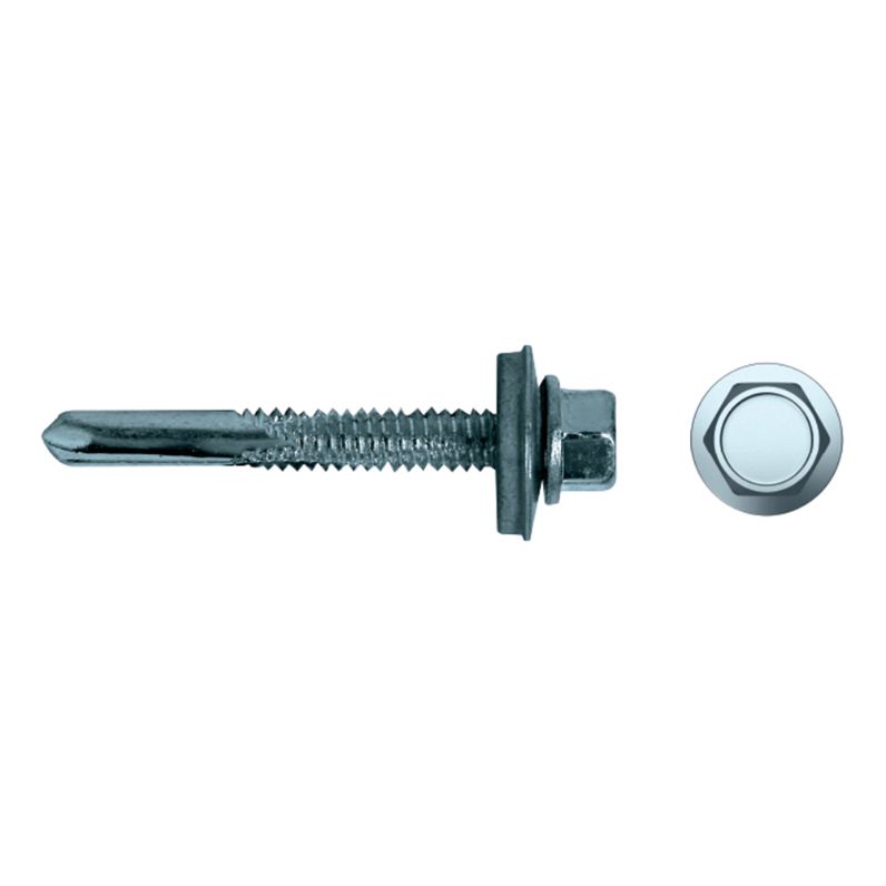 Tornillo punta broca larga con arandela EPDM 7331 para fijación metálica