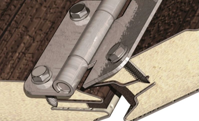 Fijación de bisagra en panel sándwich con tornillo PG