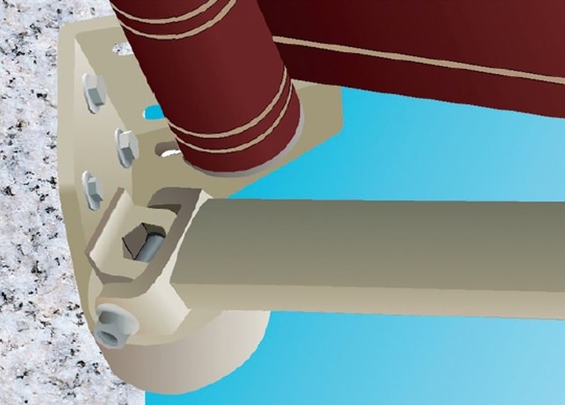 Montaje con tirafondo FTX71 y arandela en estructura metálica