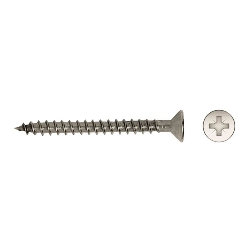 Tornillo inoxidable A2 DIN 7505A con rosca para madera y cabeza avellanada