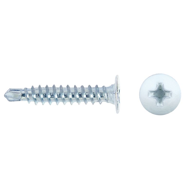 Tornillo punta broca CET con cabeza extraplana lacada en blanco y accionamiento en cruz