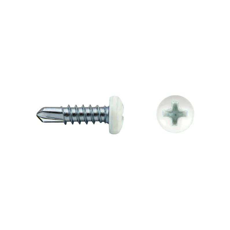 Tornillo punta broca DIN 7504N con cabeza redonda lacada en blanco