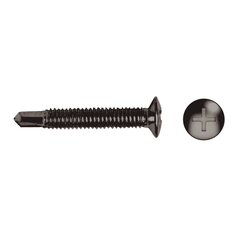 Tornillo de paso fino con punta broca HM acabado negro y cabeza avellanada