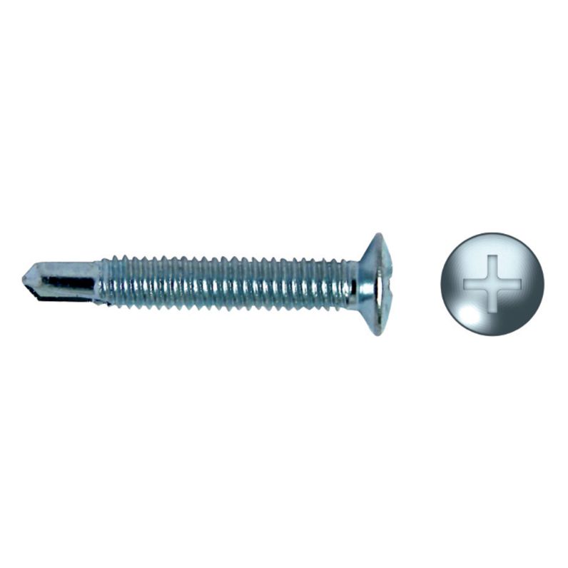 Tornillo de paso fino con punta broca HM y cabeza avellanada para cerraduras metálicas