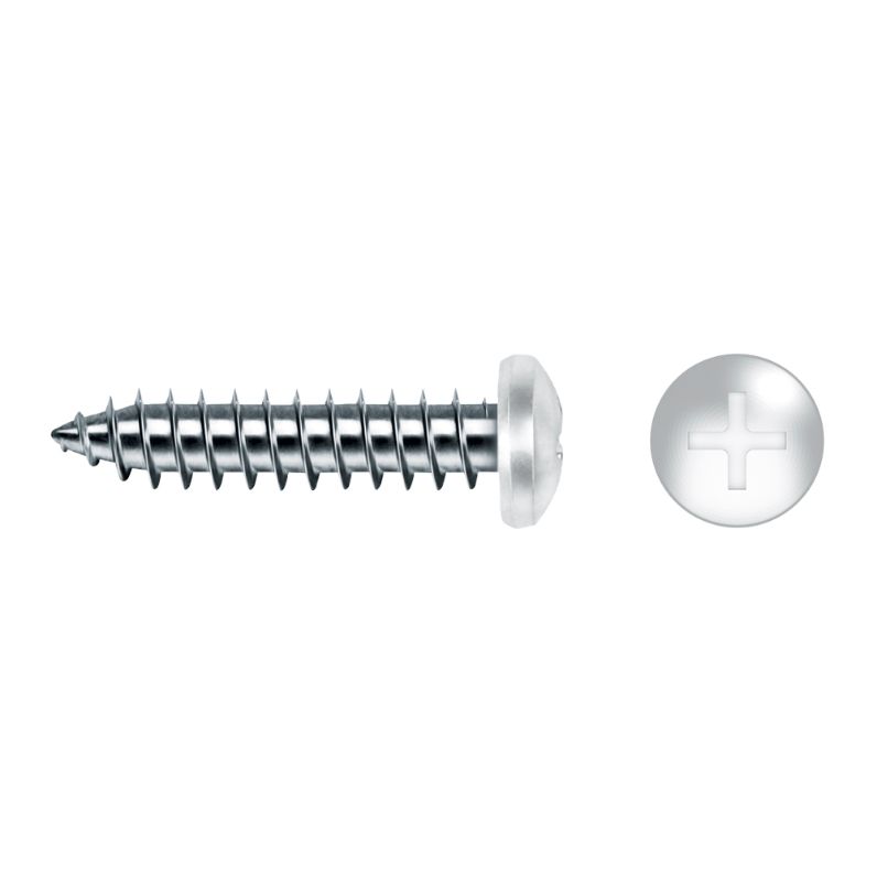 Tornillo rosca chapa DIN 7981 con cabeza alomada PH lacado en blanco