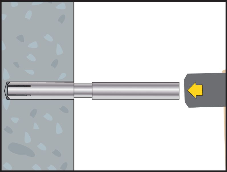 Colocación del perno expansor en el taco hembra SA Plus para fijación en hormigón