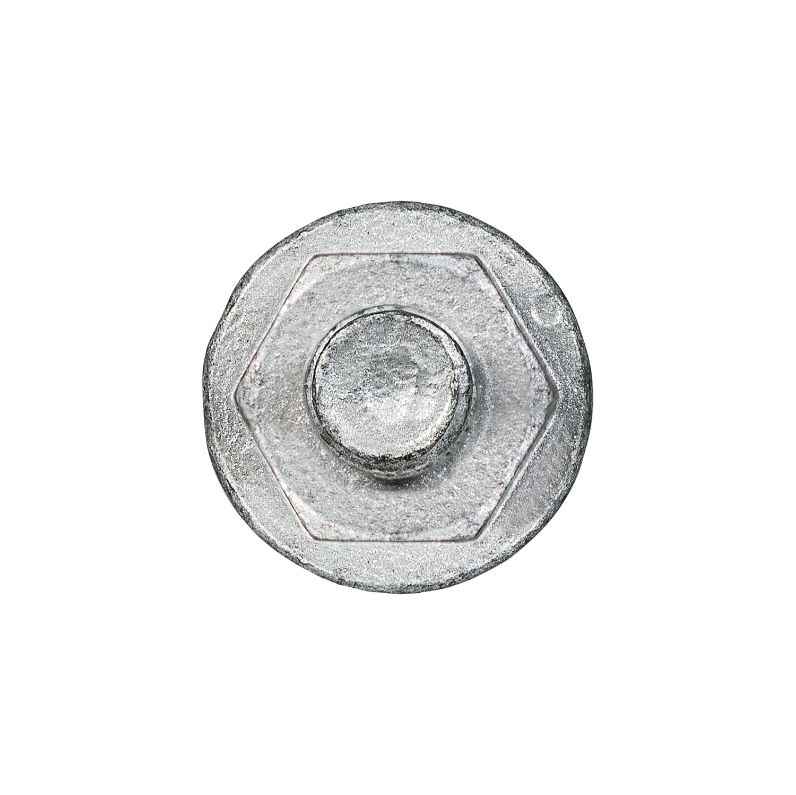 Vista frontal del tornillo BTS-6 Ø6 con manguito hexagonal galvanizado