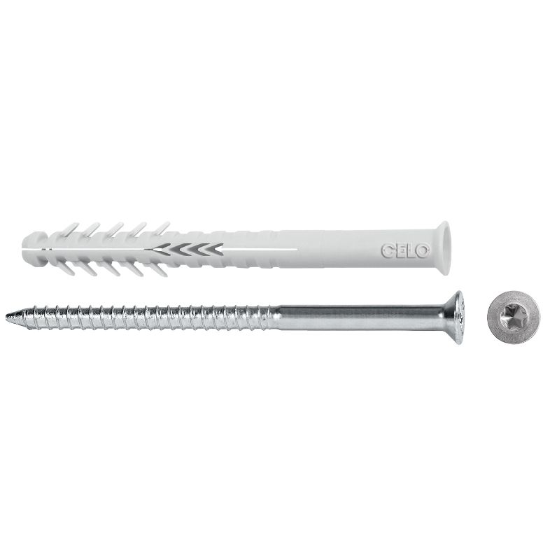 Taco largo para mampostería HBR TX con tornillo y cabeza Torx para fijación resistente