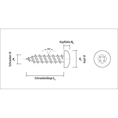Tornillo VELOX B rosca completa cabeza alomada impronta PZ Ø4,5x45 mm cincado