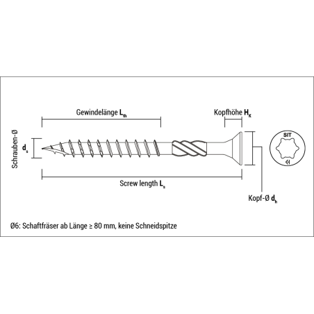 Tornillo VELOX rosca completa cabeza avellanada impronta PZ Ø4,5x35 mm cincado