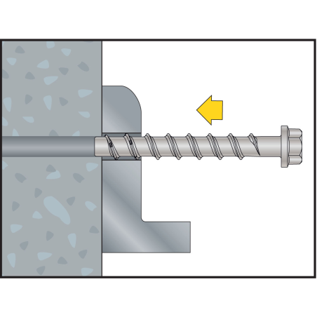 Instalación tornillo BTS-6 Ø6 en hormigón con cabeza alomada ancha