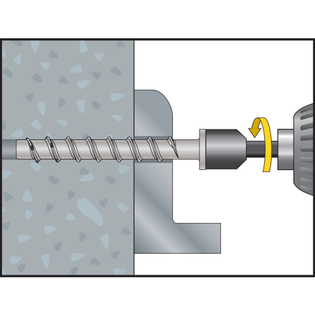 Apriete del tornillo BTS-6 Ø6 en hormigón con herramienta eléctrica