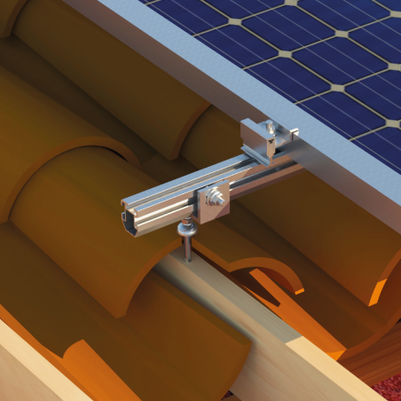 Sistema pasateja para instalación de paneles solares en tejado de tejas