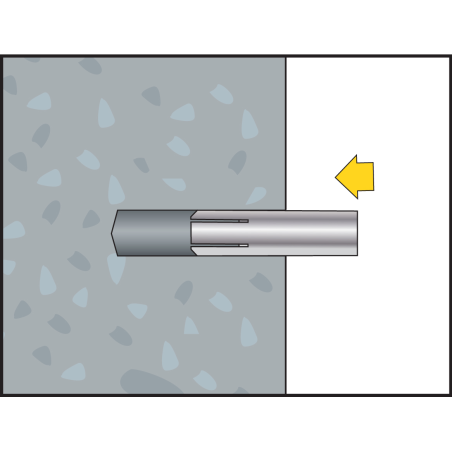 Inserción del taco hembra SA Plus en el agujero perforado en hormigón