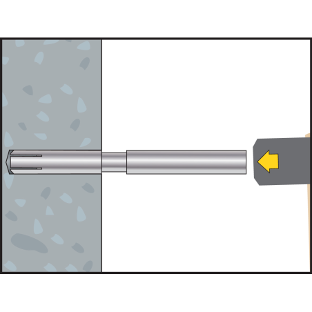 Colocación del perno expansor en el taco hembra SA Plus para fijación en hormigón