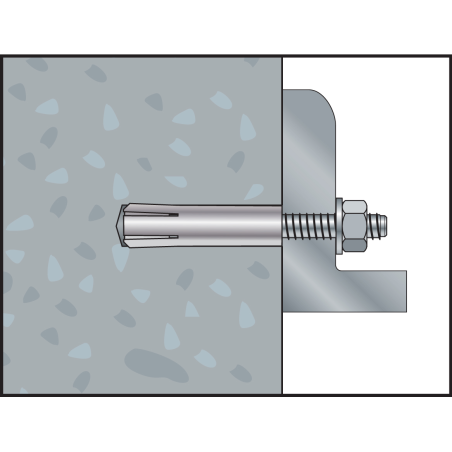 Fijación final con perno y tuerca en taco hembra SA Plus para hormigón