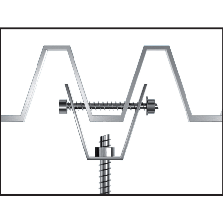 Fijación del soporte trapezoidal TPZF con tornillo y varilla en chapa metálica