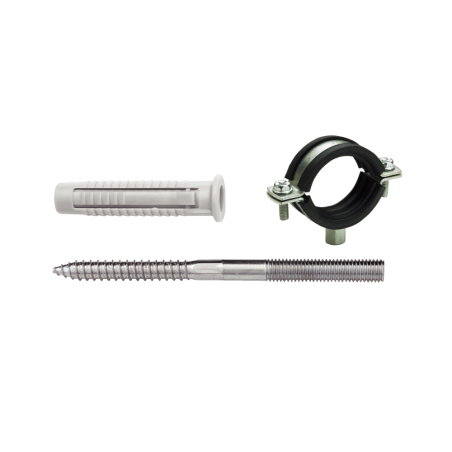 Bolsa abrazadera isofónica + Tornillo EDR M8x80 + Taco FX 10 tipo EDRN Ø 60 mm acero cincado