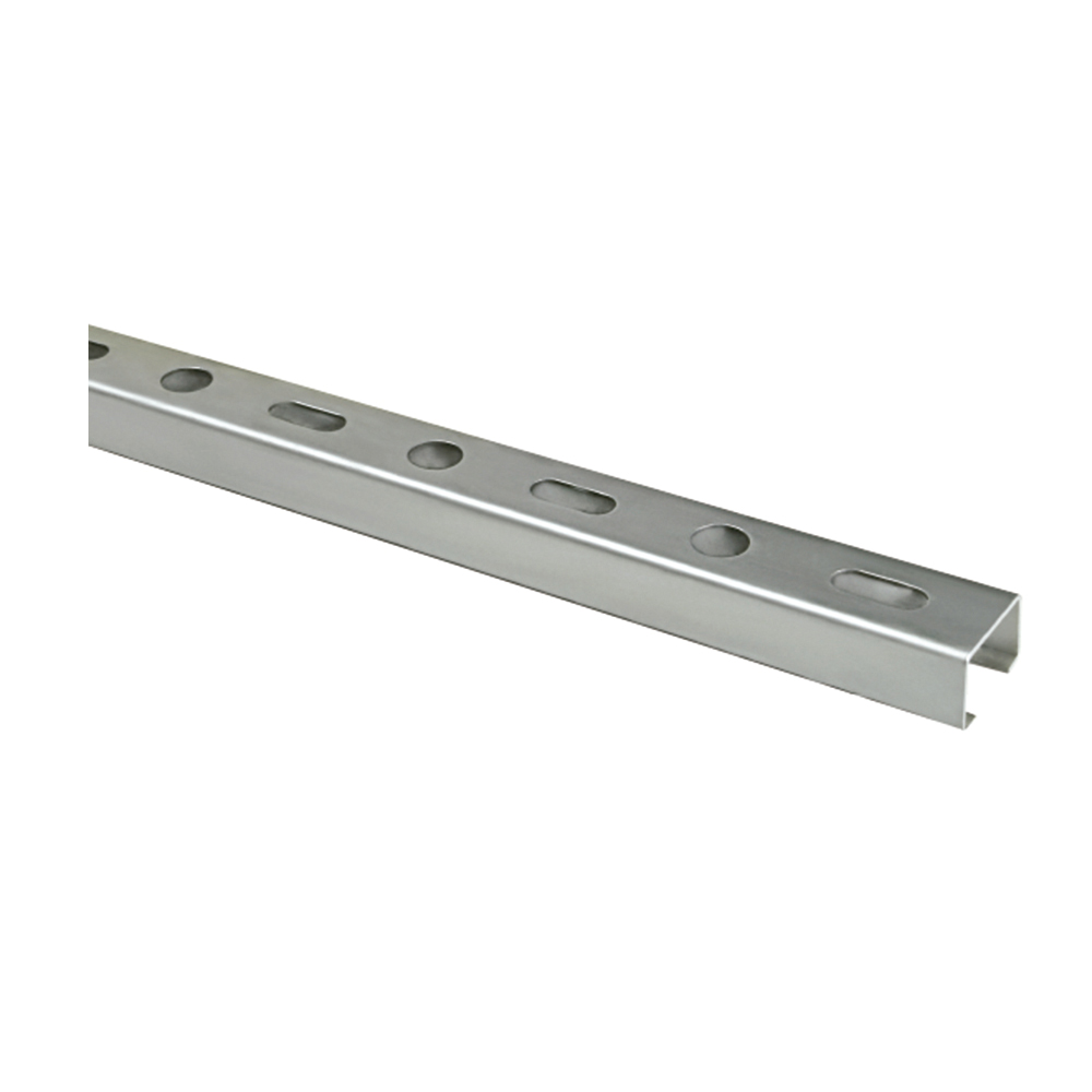 Perfil estructural 38x40 mm con orificios para fijaciones múltiples en instalaciones técnicas