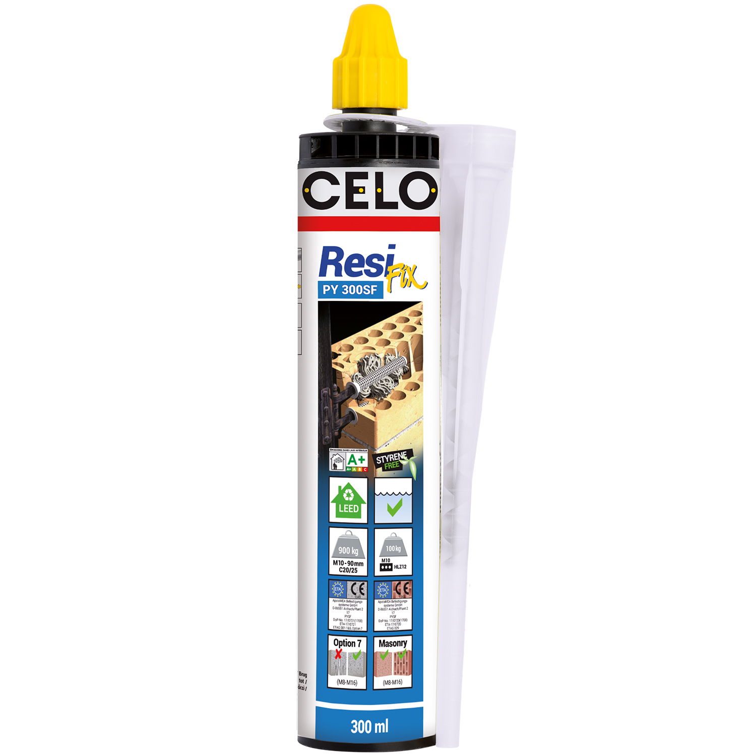 Imagen del producto cartucho ResiFIX PY 300 SF con boquilla mezcladora