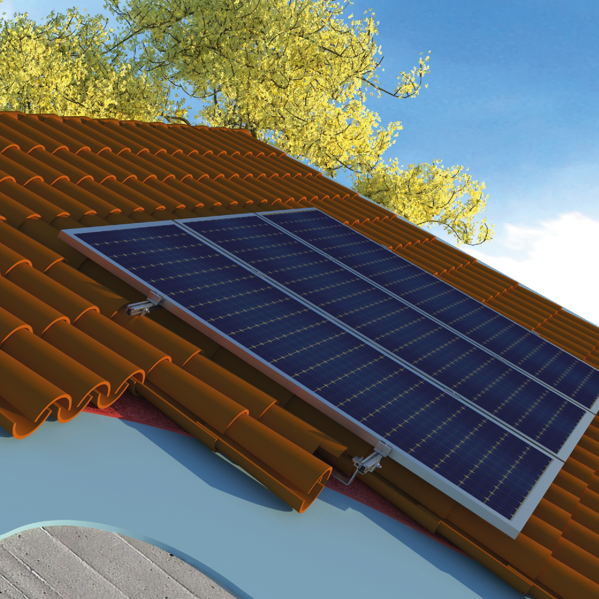 Aplicación del Salvateja Baja Coplanar para montaje fotovoltaico en cubiertas de teja curva