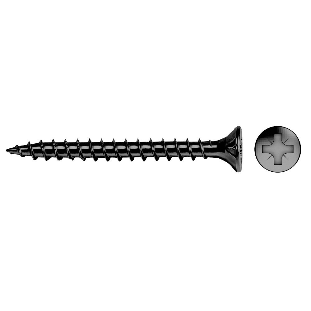 Tornillo para madera con rosca completa y acabado negro