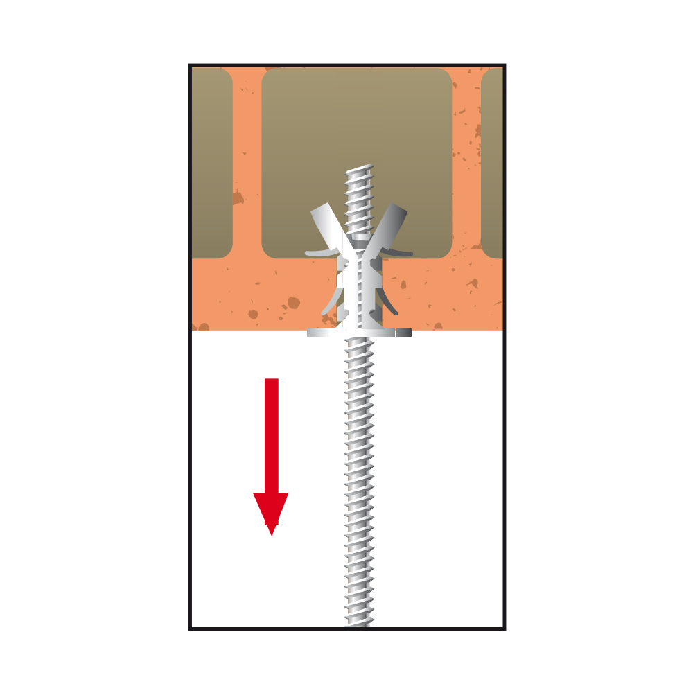 Expansión del taco de plástico cono expansor DNBS al accionar el tornillo