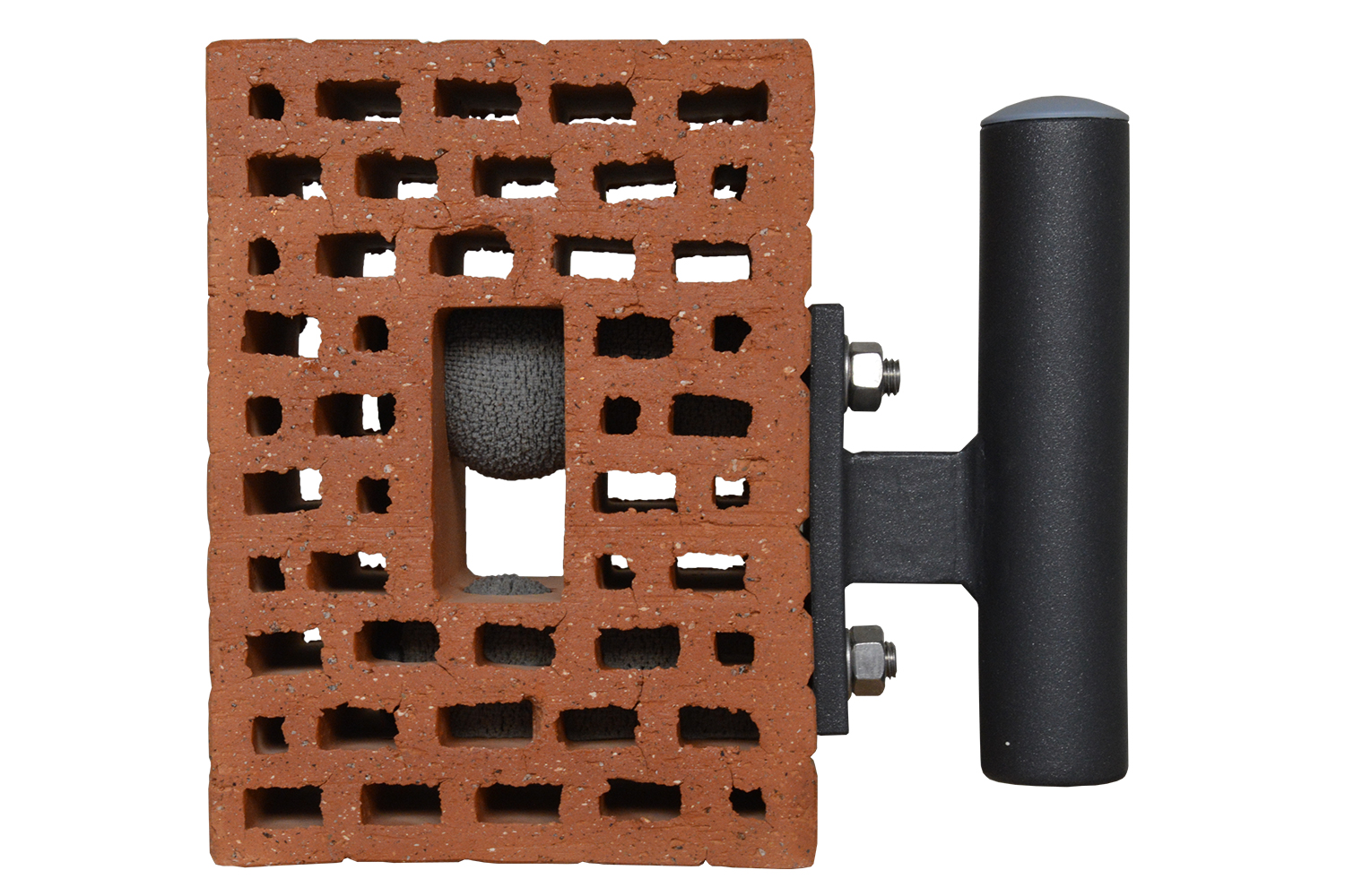 Imagen de aplicación del sistema de montaje con separación ResiTHERM S: El modelo muestra el ResiTHERM S montado lateralmente en un ladrillo perforado
