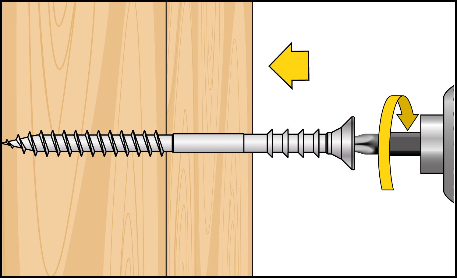 Instalación del tornillo de regulación JS en madera