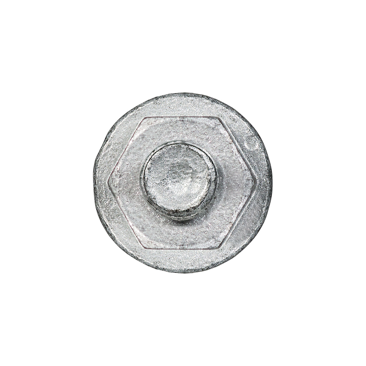 Vista frontal del tornillo BTS-6 Ø6 con manguito hexagonal galvanizado