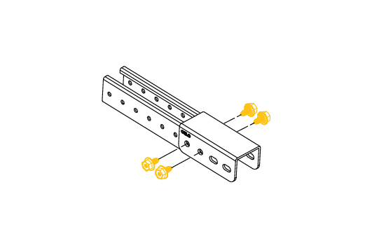 Instalación de pletina unión perfil Strut Klimaproof con tornillería