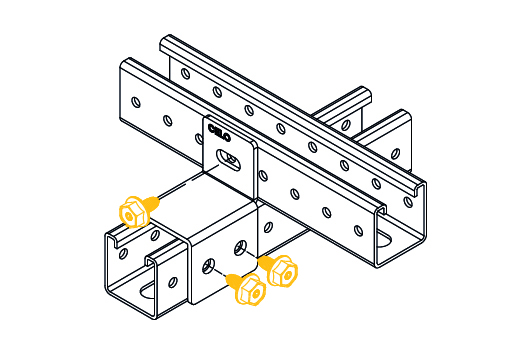 Instalación de Uniones perpendicular para perfil Fast Assembly Strut con recubrimiento KlimaProof®